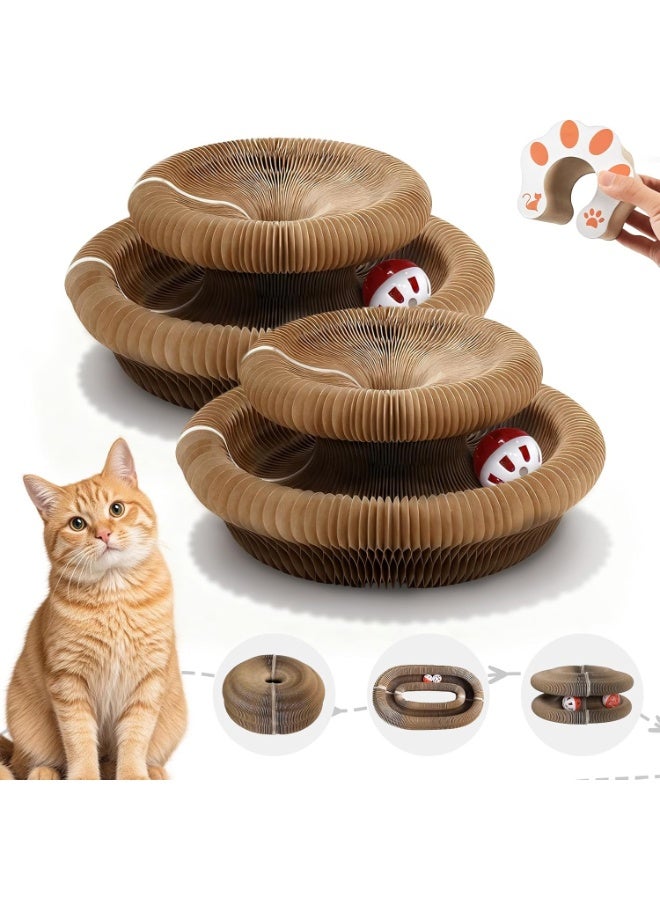 هوميفاي قطعتان من خدش القط السحري مع كرة جرس، ألعاب قطط تفاعلية مدمجة على شكل أكورديون لبري المخالب، ألعاب قطط قابلة للطي والتكديس، واقٍ للأريكة قابل للسحب والتحويل للقطط - Image 1